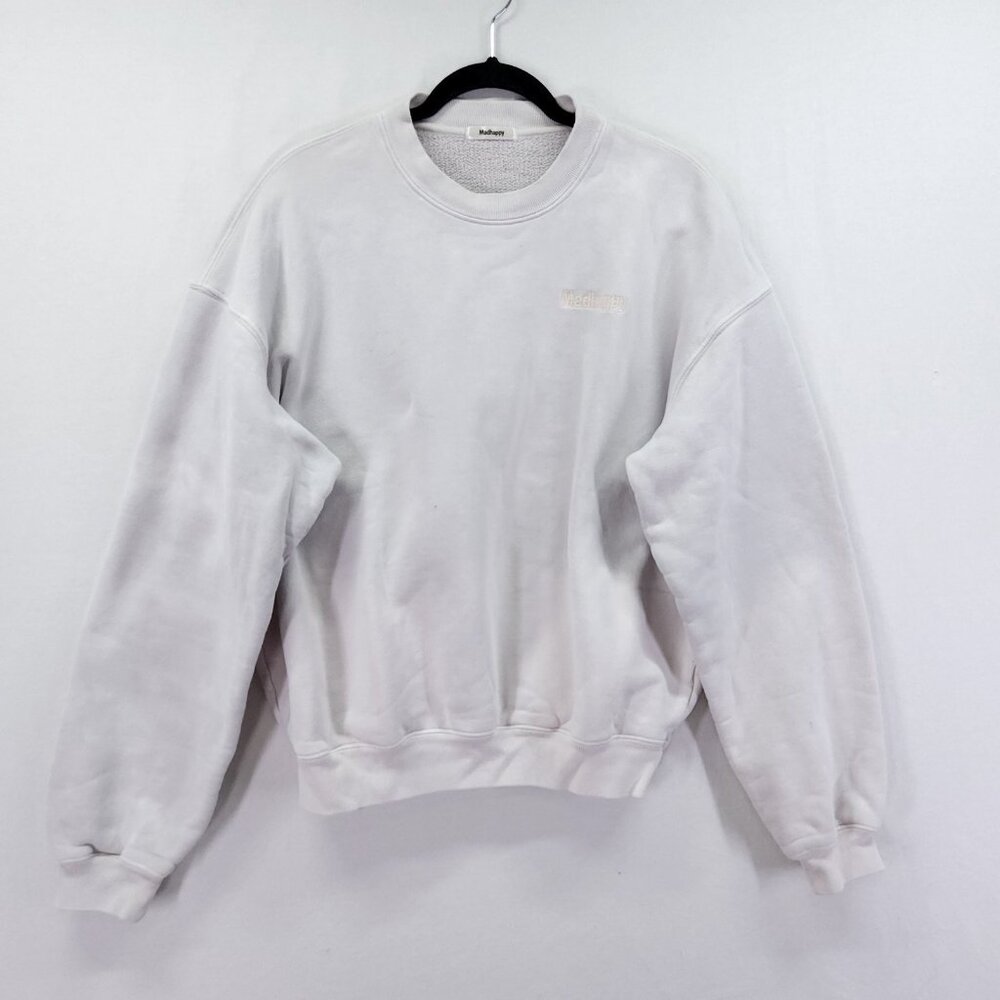 Madhappy Fleece Crewneck Sweatshirt Size Mens Small Cotton Gray Embroidered Logo